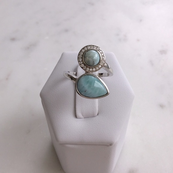 Clearance Sale $28 Firm! Natural Larimar & Cz Sterling Ring, Sz 6 - Picture 7 of 16